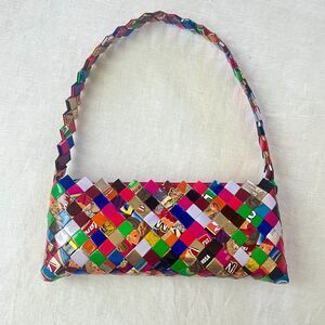Upcycled Y2K Candy Wrapper Baguette Structured Whimsical Shoulder Bag PRISTINE